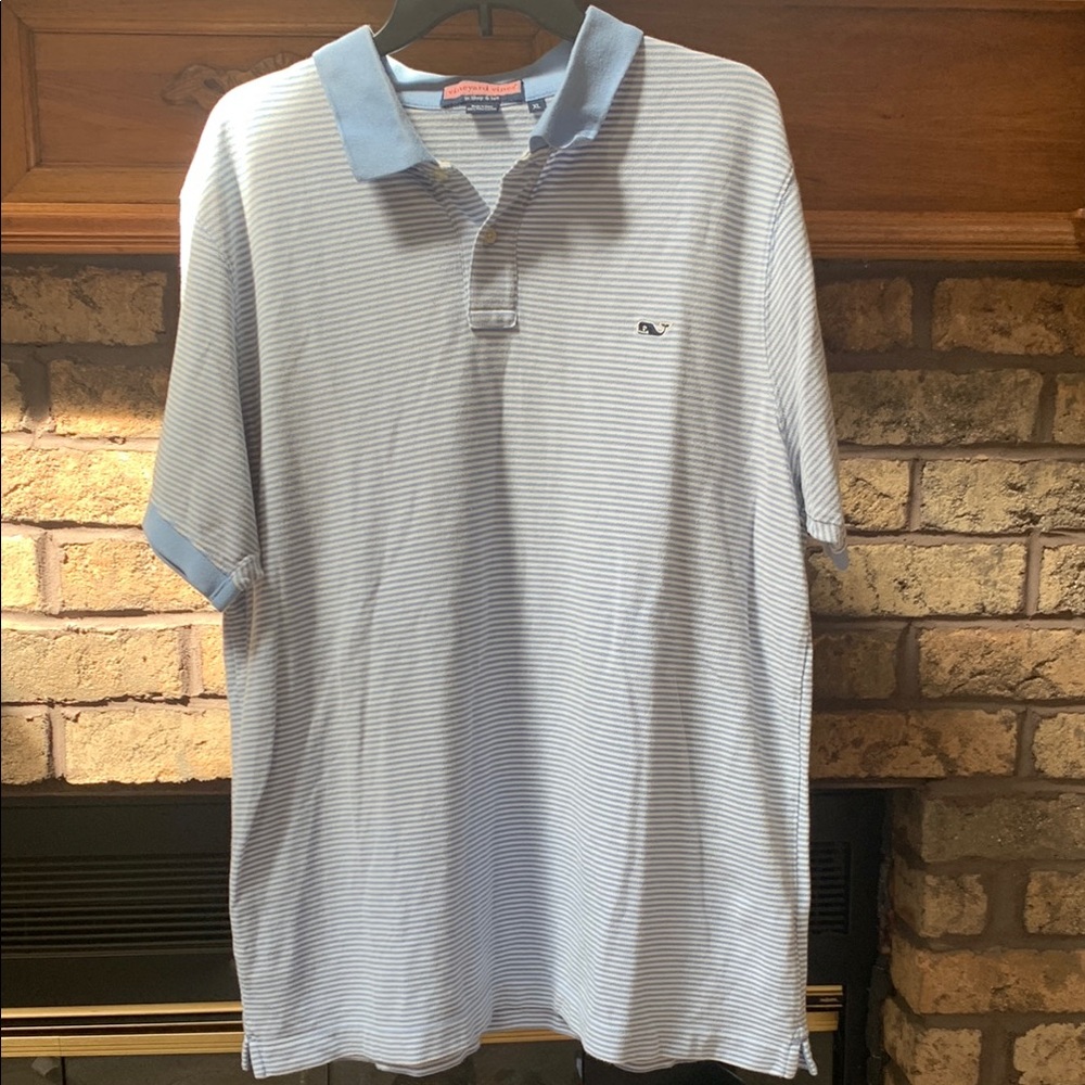 Men's Lt blue striped vineyard vines size xl polo